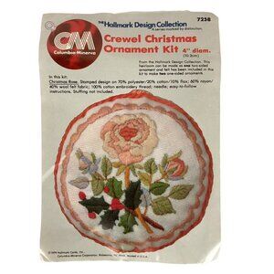 Hallmark Design Crewel Holiday Ornament Kit 7258 Christmas Rose Vtg 1979